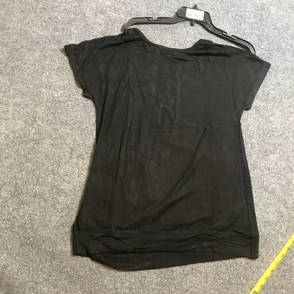 Blouse With Button On The Side Black Short Sleeve Size M - Picture 5 of 5